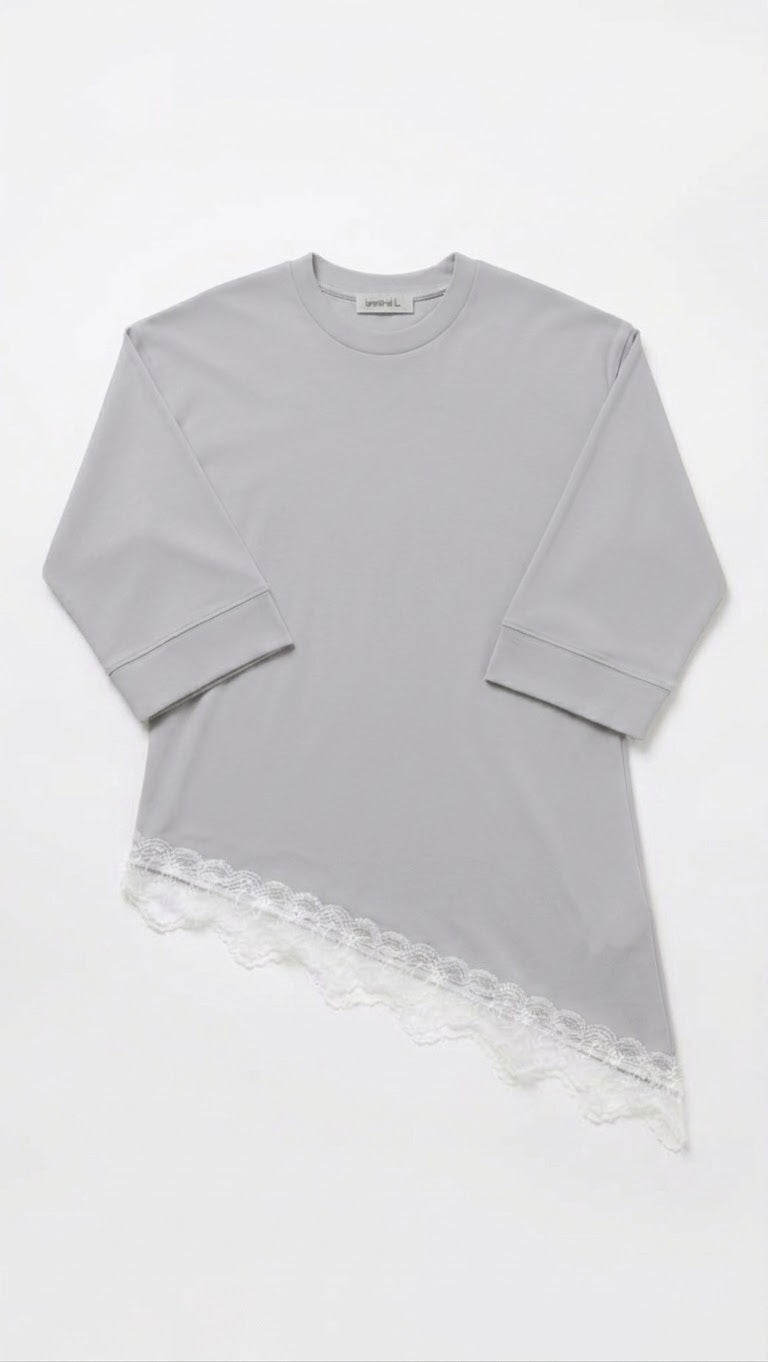 Asymmetrisch oversized T-shirt met kant